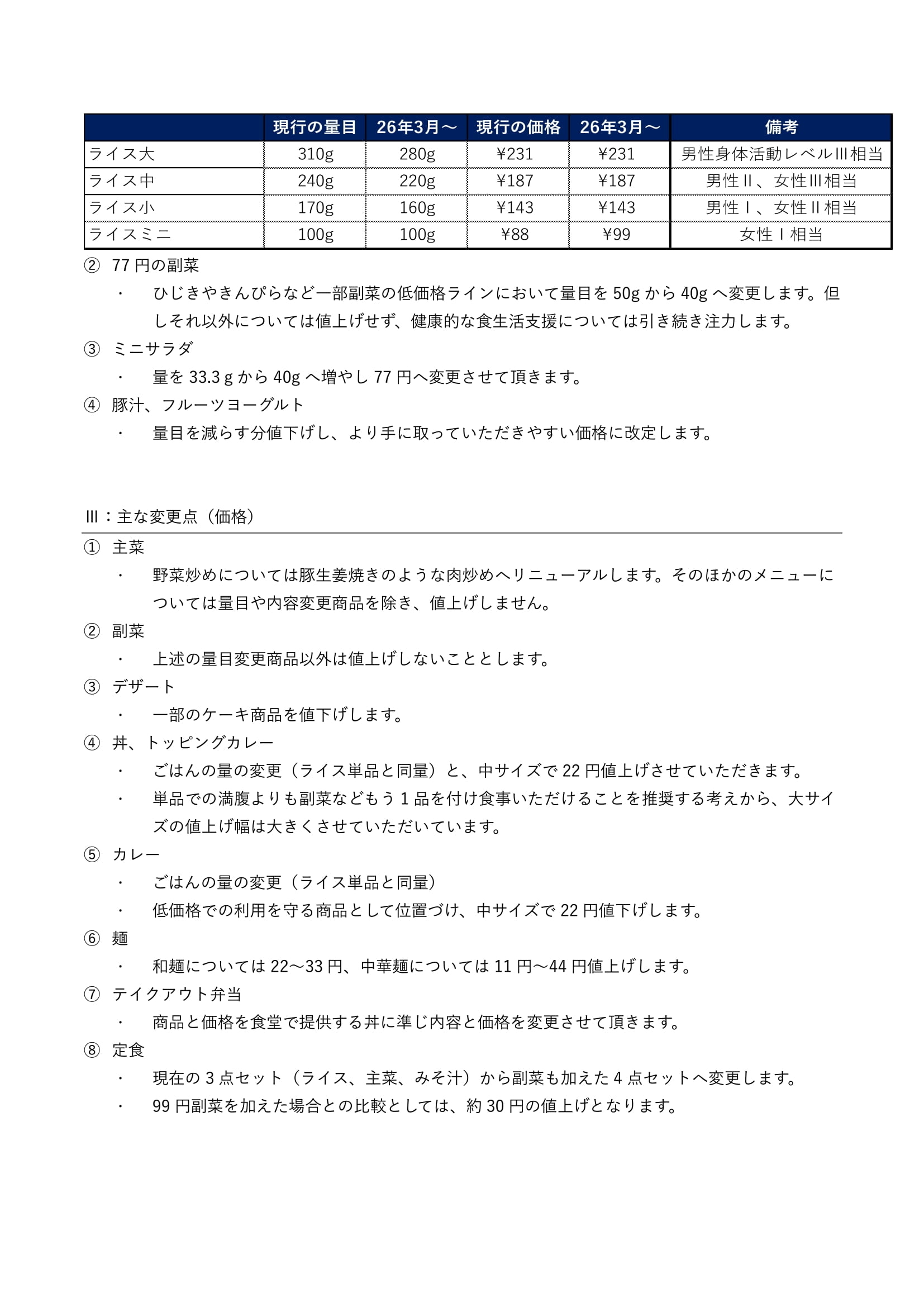 食堂商品リニューアルと価格改定のお知らせ｜和歌山大学消費生活協同組合